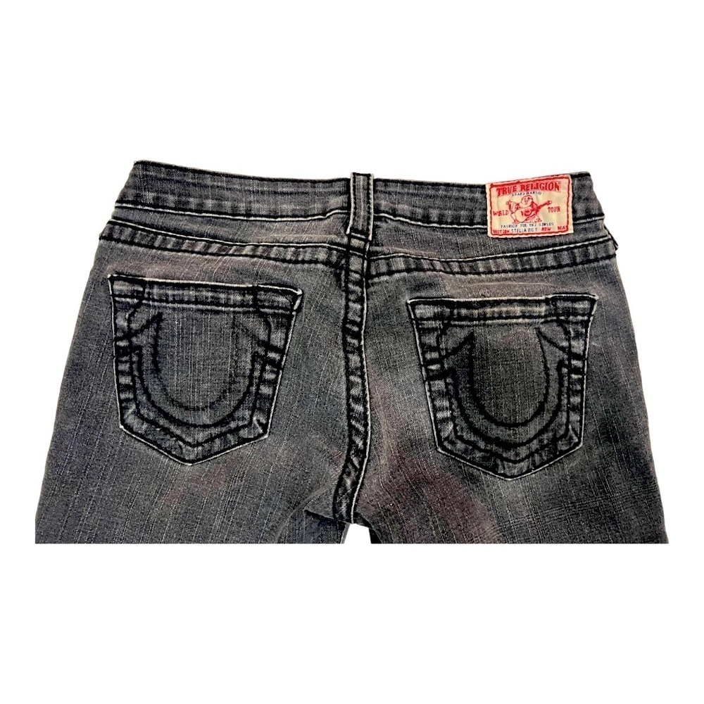 True Religion Stella Big T Black Jeans 29 Made in USA Skinny Low Rise Vintage - Picture 7 of 14